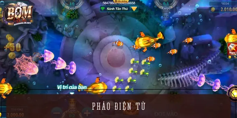 Trong game Happy Fishing, pháo điện từ sẽ giúp bet thủ tạo ra tia laser 